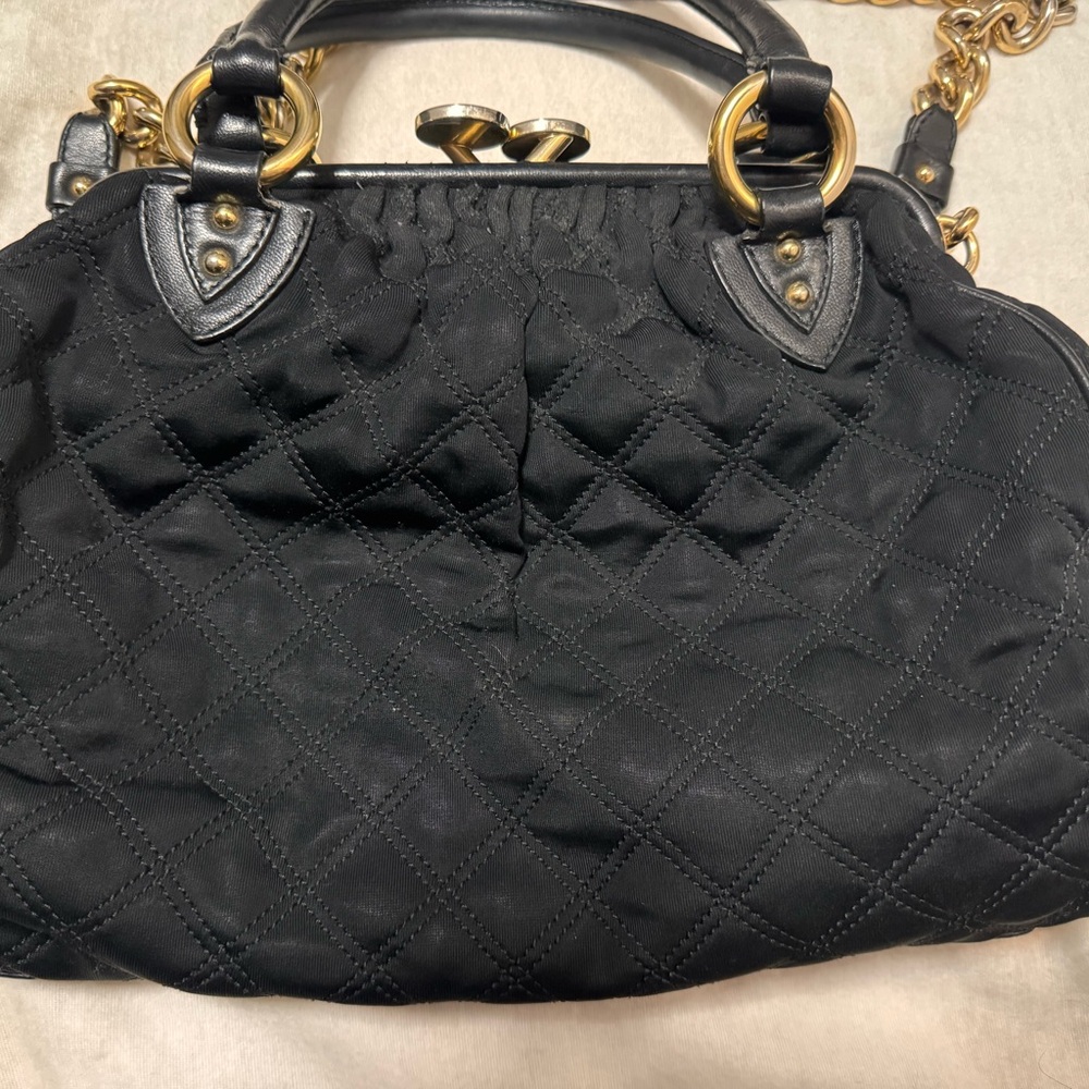 Full Set Marc Jacobs Black Quilted Jerzey Stam Kiss-Lock Chain Shoulder Bag - Picture 5 of 16